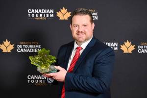 Big White Ski Resort owner and CEO Peter Plimmer accepted the Business of the Year award for Big White at the Canadian Tourism Awards on Nov. 20 in Gatineau, Que. (Tourism Industry Association of Canada/Facebook)