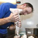 The Willoughby Tim Hortons allowed Langley Special Olympics members, such as Stephen Metcalfe, make a few donuts. (Heather Colpitts/Langley Advance Times)