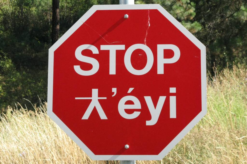 Bilingual signs with Indigenous languages can be found in communities and regions in Canada. (John Arendt/Black Press)