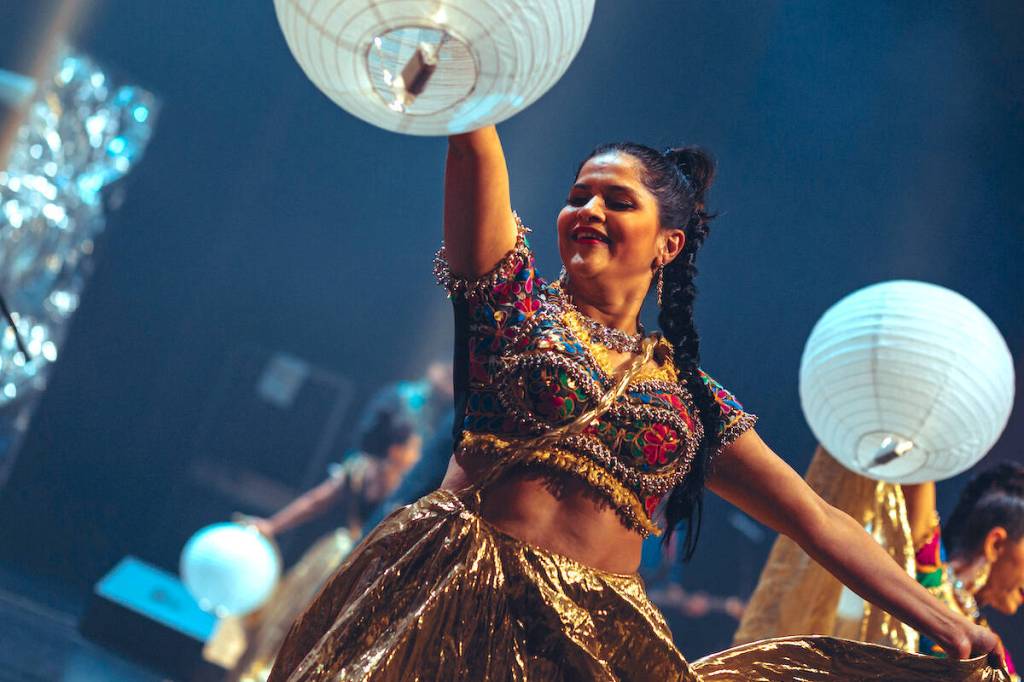 Performers on stage in a Raga Echoes company production. (Contributed)