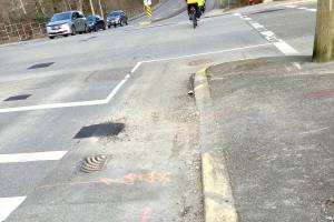 That&rsquo;s not the only problem for cyclists and others on Langley roads. On a recent ride down 208 Street, at 96 Avenue, letter writer Bill Ott noted road repairs were done and bike lane was left littered with debris. &ldquo;It&rsquo;s a shame the workers can&rsquo;t clean up after themselves,&rdquo; he said, noting how danger the debris is for cyclists. (Special to Langley Advance Times)