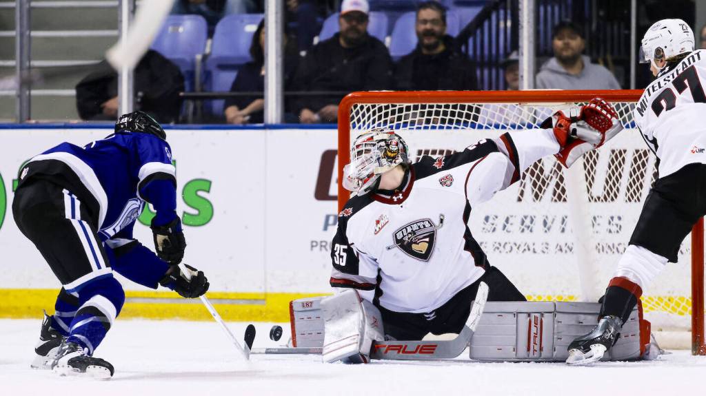 Vancouver Giants let a 2-0 lead slip away on Friday night in Victoria, surrendering four third period goals in a 5-2 loss to the Royals at Save on Foods Memorial Centre. (Kevin Light/Special to Langley Advance Times)
